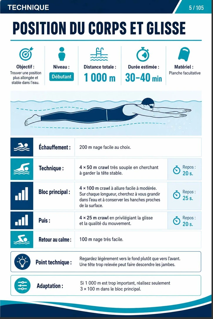 Page illustrée du guide de natation 2